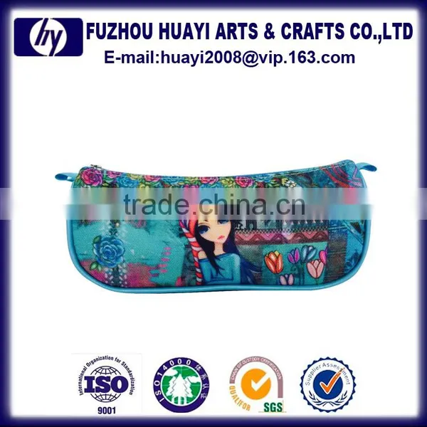 Wholesale Colorful Rectangle Custom Printed Cotton&pu Pencil Case With Zipper photo-2