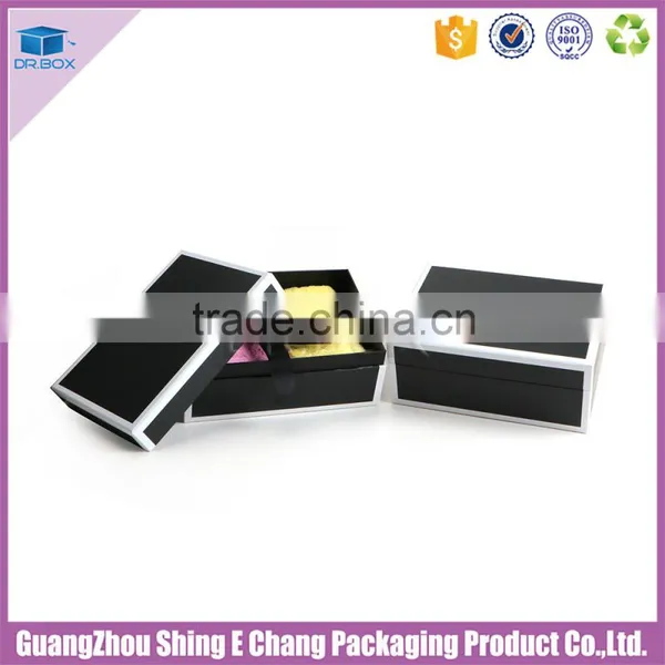 Luxury Customized Handmade Artwork Black Cardboard Printed Rectangular Gift Packaging Box/clothes Packaging Box photo-2