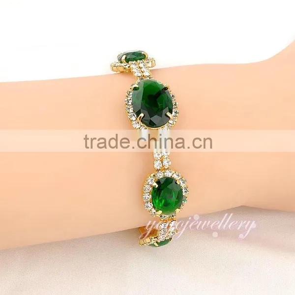 Green Stone Cheap Ladies Hand Glass Bracelet Design With Diamonds photo-6