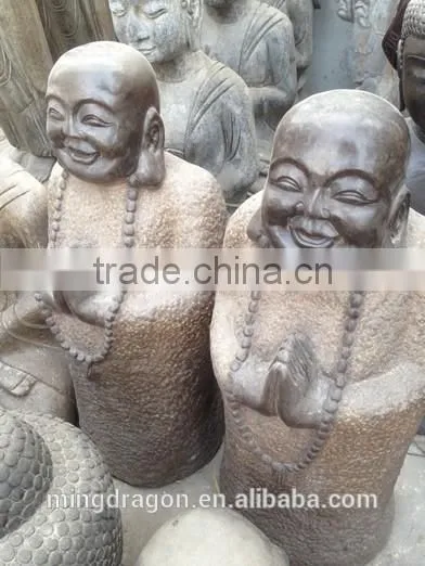 Antique Hand Made Carved Chinese Stone Laughing Buddha Garden Statues photo-2