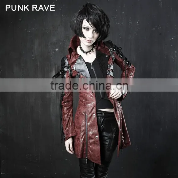 Y-349 Red Gothic Punk Rave Studded Special Hot Punk Leather Jacket