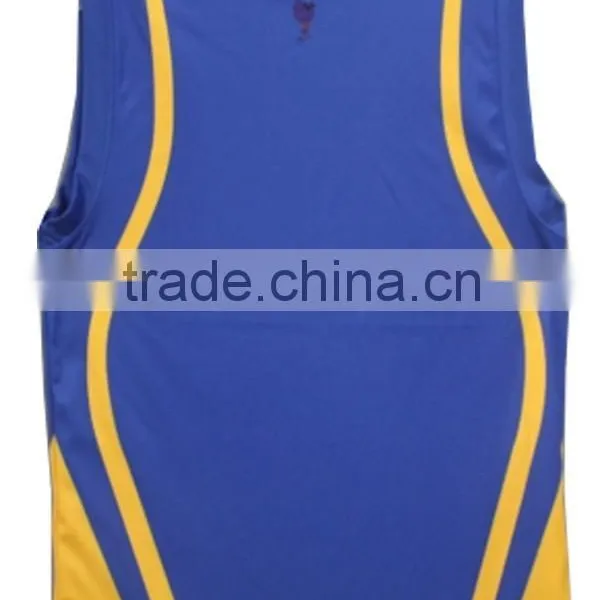 Reversible Yellow and Blue Basketball Jersey With Custom Logo photo-4