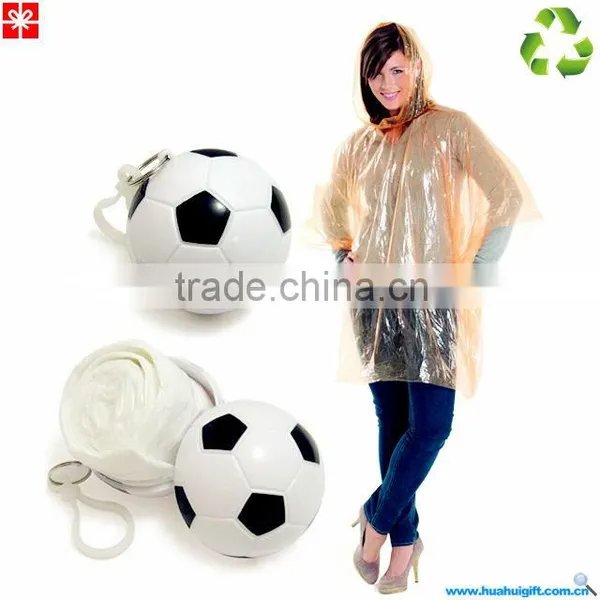 2014 100%ECO AS Ball With Keychain Clear Disposable Poncho Promotional Gift