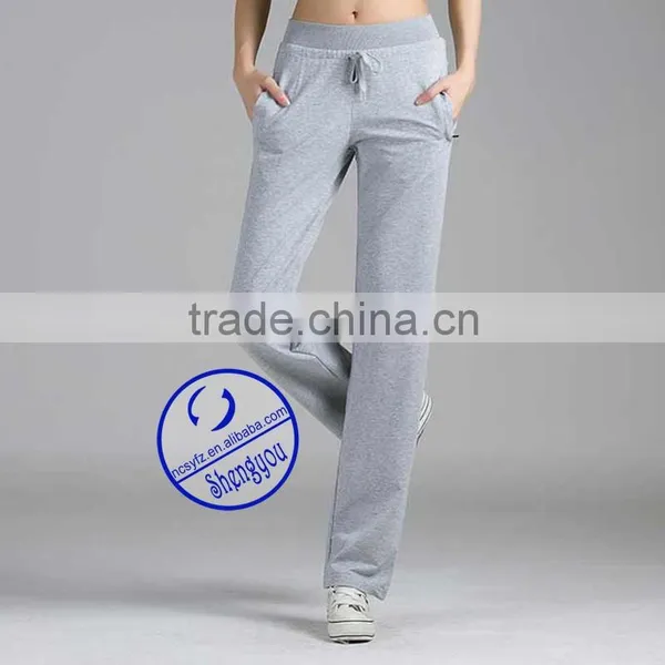 Wholesale Custom Made Cotton Blank Grey Women Yoga Jogger Pants photo-3