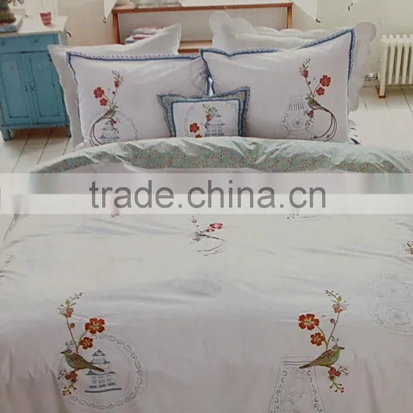 100% Cotton Duvet Cover Set With Embroidery & Printing