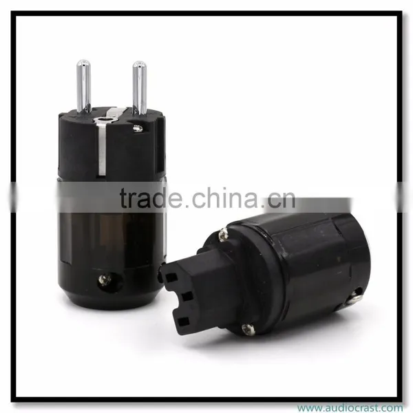 OEM/ODM Rhodium Plated Schuko Power Plug + IEC Connector For Audio