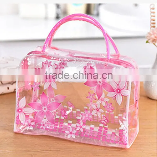 Beautiful Flower Print PVC Clear Cosmetic Bag, Make up Bag photo-4