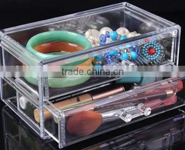 2 Drawer Acrylic Jewelry and Cosmetic Storage Display Box Acrylic Makeup Box photo-2