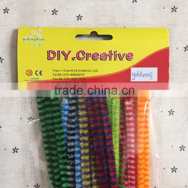 China Factory Supply DIY Crafts 0.6*30cm Colorful Striped Pipe Cleaners Toys for Kids photo-2