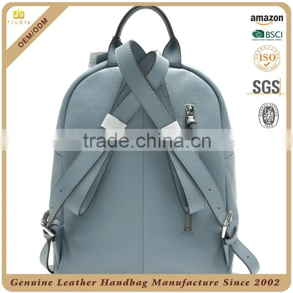CSS1500-001 Ladies Simple Pebbled Cow Leather 100 % Genuine Leather Backpack photo-3