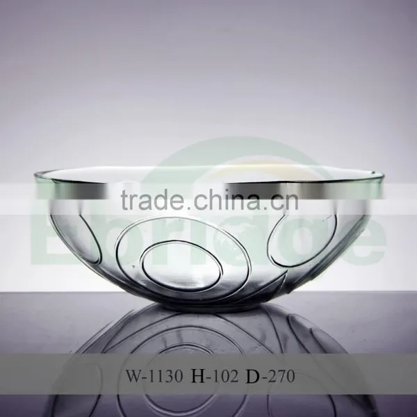 Big Capacity Hemispherical Glass Fruit Plates With Circle Embossed photo-2
