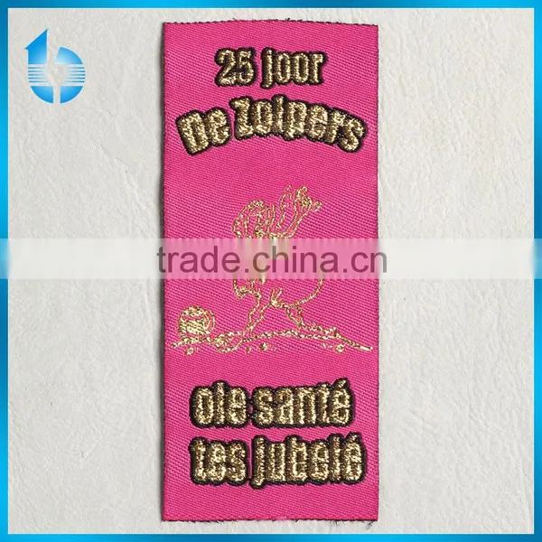 Hot Sale Gold Mark Tag and Straight Cut Woven Label for Cotton Flower Dress