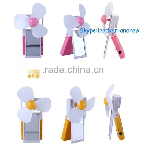 New Creative USB and Battery Dual USE Handheld Mini Mirror USB Fan photo-5