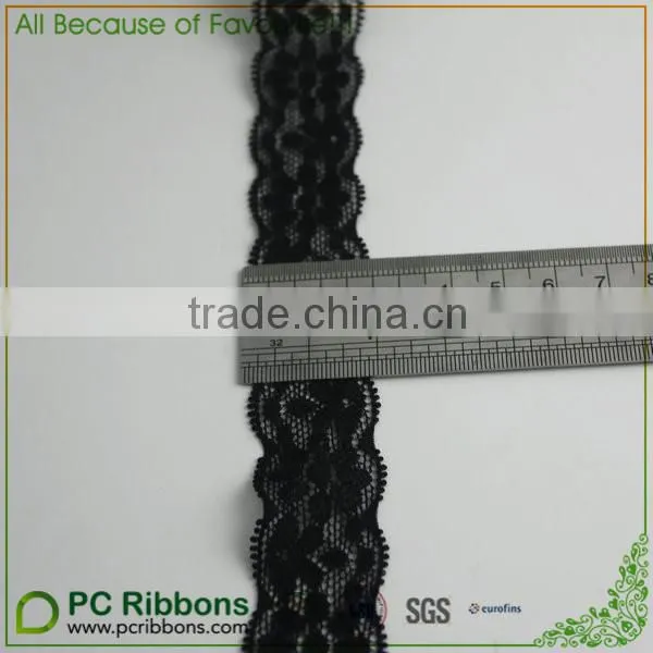 1" Wholesale Black Stretch Lace Made in China photo-2