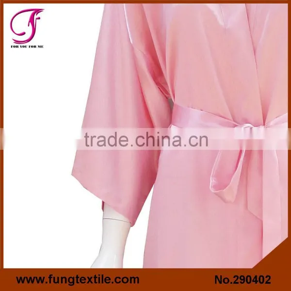 290402 Solid Silky Satin Bathrobe With Short Sleeve Quality Choice photo-4