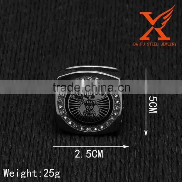 In Stock Stainless Steel Silver Personalized Excellent Quality Shriners Masonic Rings photo-2