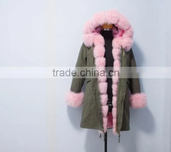 Casual Women Parka Jacket With Fox Hood photo-2