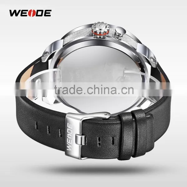Weide Oversize Quartz Analog Dual Time Zone Digital Watches With Genuine Leather Band Water Resistant Watches Men .China photo-6