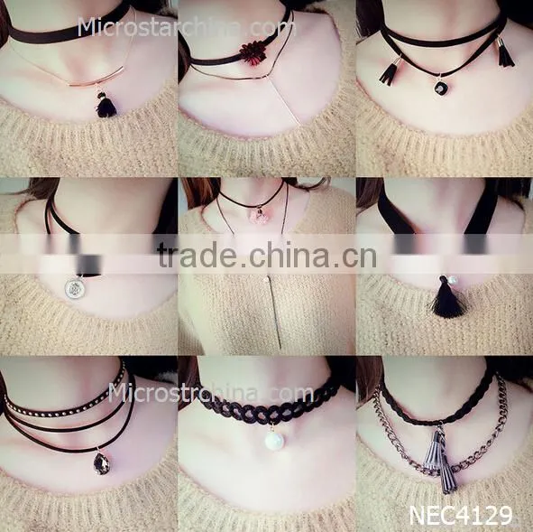 IN STOCK Cute Girls 2016 Black Fashion Choker Gold Chain Necklace photo-2