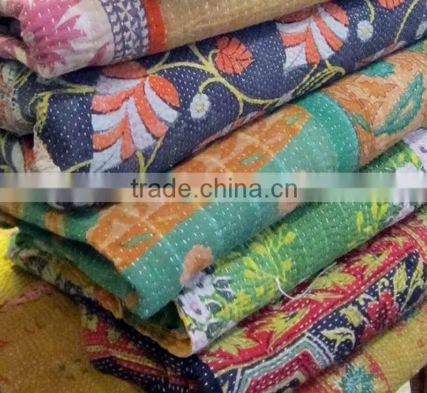 Kantha Quilt Wholesale Gudari Ralli Handmade Kantha Quilt Throw Reversible Quilt Recycled Sari Quilt Patchwork Quilt Blanket