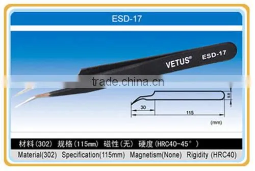 HRC40 Black Stainless Steel ESD Tweezers