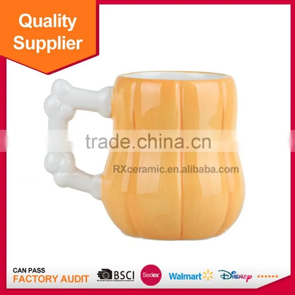Eco-Friendly Halloween Hand-painted Ceramic Creative Pumpkin Mugs photo-2