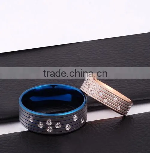 Hot Sale Latest Gold Ring Designs Diamond Gay Men Wedding Ring in Stainless Steel photo-5