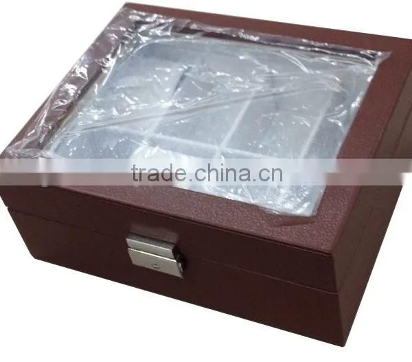 Leather Watch Box With Glass on the Top Cover for 8 Pcs photo-4