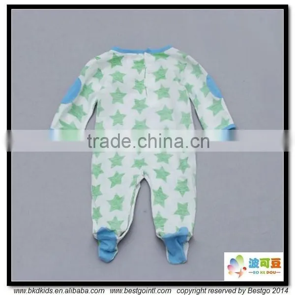 BKD 2016 Contrast Color Pockets Baby Boys Romper and Flock Printed Baby Clothes photo-2