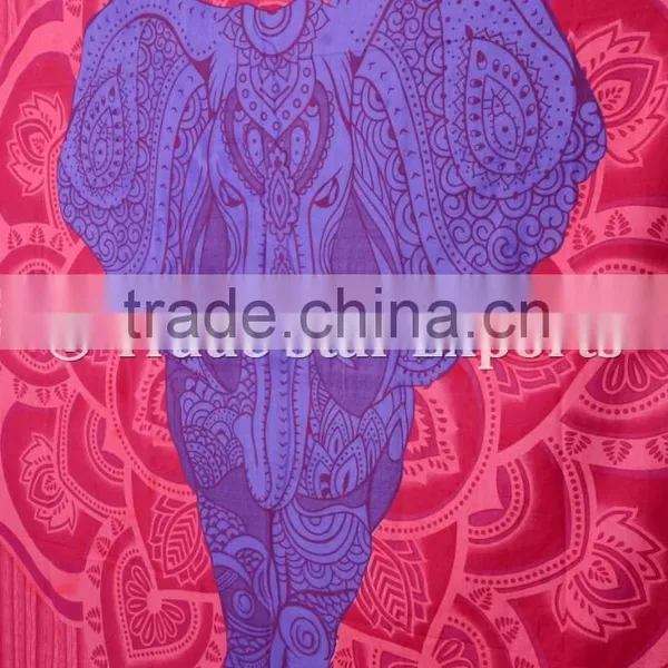 Ethnic Good Luck Indian Elephant With Lotus Mandala Home Decor Hippie Wall Art Bohemian Wall Hanging Tapestry photo-3