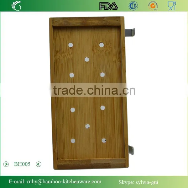 BH005/Hanger Bamboo Flatware Dish Rack Holder Accessory With Metal Utensil Clips photo-4