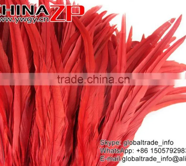 Gold Supplier ZPDECOR Decorative 40-45cm Length Red Chicken Fully Dyed Roosters Feathers for Sale photo-4