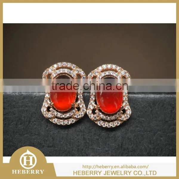 Elegant Ladies Garnet Crystal Earring Orange Color Gemstone photo-5