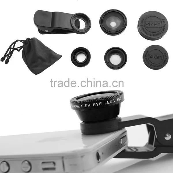 Universal Clip Detachable 3 in 1 Fish Eye Lens Wide Angle Macro Optical Lens Cell Phone Camera Lens photo-2