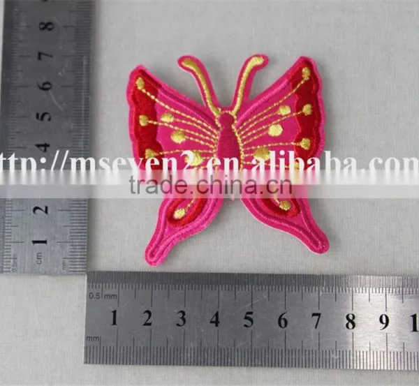 Fancy Design 7*8cm Cotton Embrodidery Trim Patch in Pink Butterfly Design for Garment photo-6