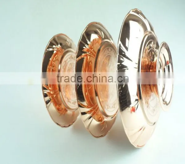 Stainless Steel Three Layer Metal Fruits Plate Flower Decoration and Clourful photo-3