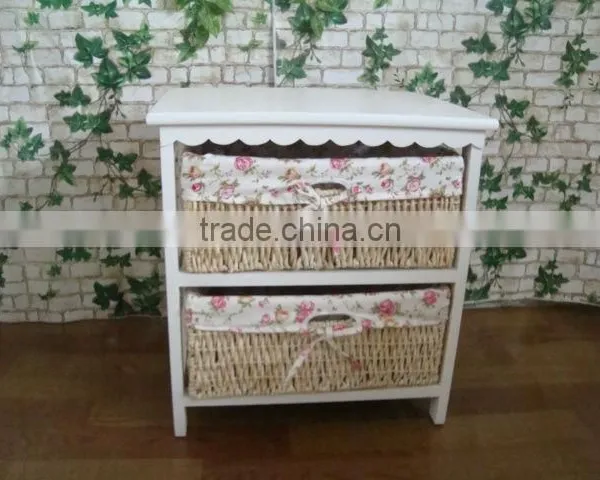 European Style Woven Baskets Cabinets Wooden Home Decorative Furniture photo-3