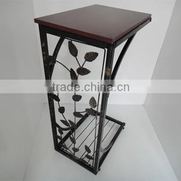 RH-4424 Metal Accent Wooden Table Vine Leaf Design Modern Sofa Side Table photo-5