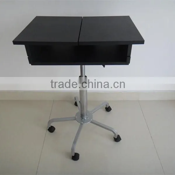 Black Foldable Laptop Desk Rolling Tray Workstation Desktop Computer Table photo-2