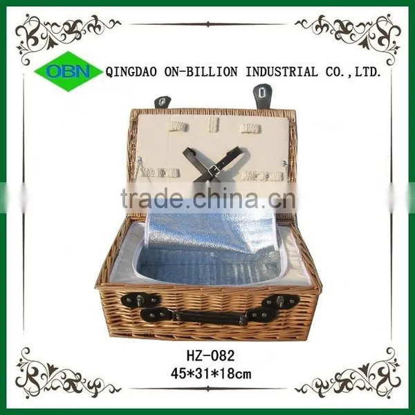 Vintage Handmade Wicker Empty Picnic Hamper photo-2