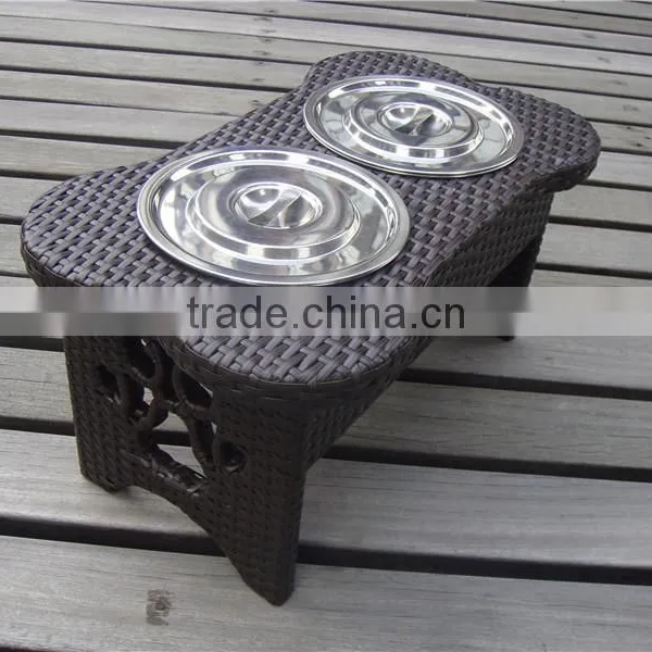 Stainless Steel Rattan/Wicker Dog Bowl photo-3