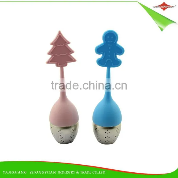 ZY-E3139 Best Sell Colorful Different Shape Silicone and Stainless Steel Tea Strainer