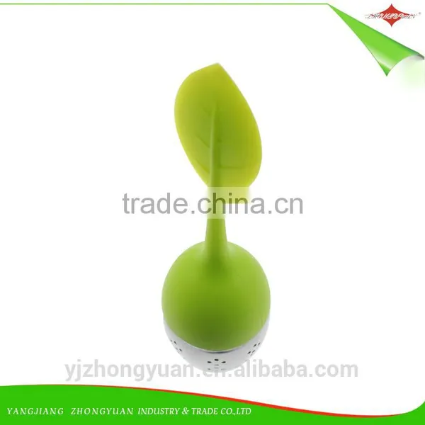 ZY-F1123 Silicone Tea Strainer Infuser Diffuser Filter With Leaf Lid,steel Ball,resting Plate photo-3