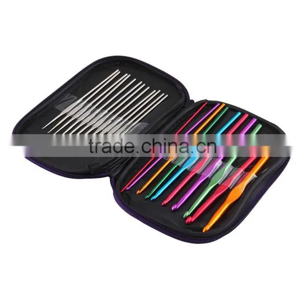 22pcs Multicolour Aluminum Crochet Hook Set Weave Craft Yarn Knitting Needle Case