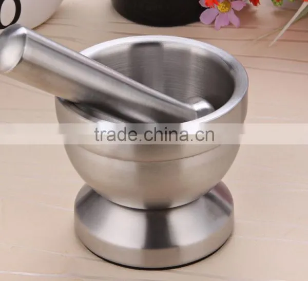 2 in 1 Manual Garlic Press Kitchen Tool Stainless Steel Spice Grinder / Mortar and Pestle Set photo-6