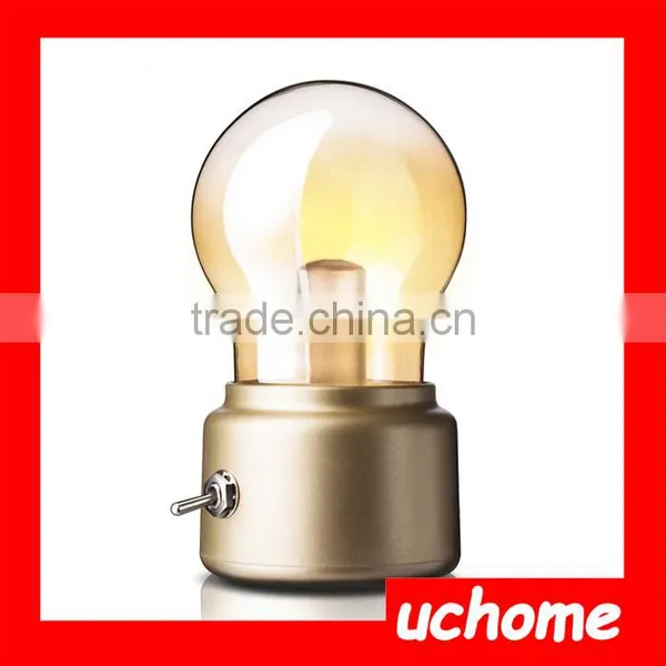 UCHOME British Retro LED Bulb Light Lamp Metallic + Glass Usb Lamp Atmosphere Rechargeable Energy Saving Night Lamp Indoor Light photo-5