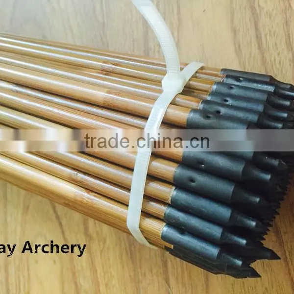 Black Tapered Bullet Arrow Points Crimped On Bamboo Shafts For Bow photo-2