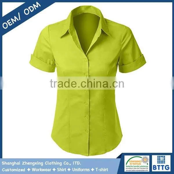 Womens Tailored Short Sleeve Button Down Shirt photo-4