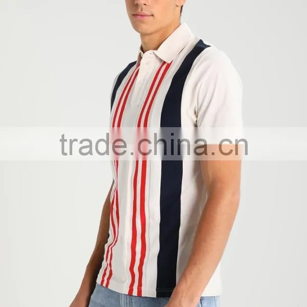 MGOO Factory Supplied Men Vertical Stripe Polo Shirt 100% Cotton Slim Fit Mens Polo photo-3