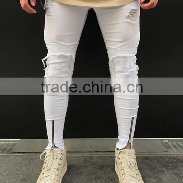 New Fashion Custom Zipper Design Top 10 Jeans Brands Men Ripped Skinny Jeans Wholesale photo-6